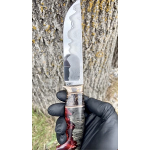 СВЯТКОВИЙ ніж ручної роботи майстра Василя Дячика, сталь - ДІ69™ в обкладках з нержавіючого дамаску 64 HRC. Photo 3 СВЯТКОВИЙ ніж ручної роботи майстра Василя Дячика, сталь - ДІ69™ в обкладках з нержавіючого дамаску 64 HRC. Photo 3